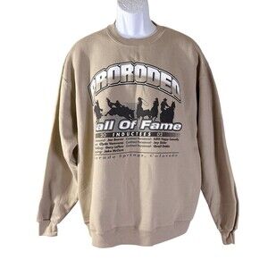 Pro Rodeo Hall OF Fame 2002 Long Sleeve Pull-Over Sweatshirt‎ Tan Large